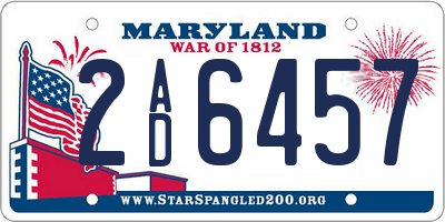 MD license plate 2AD6457