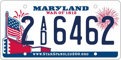 MD license plate 2AD6462