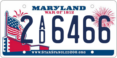 MD license plate 2AD6466