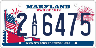 MD license plate 2AD6475