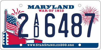 MD license plate 2AD6487