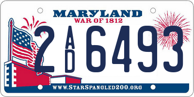 MD license plate 2AD6493
