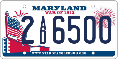 MD license plate 2AD6500