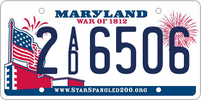 MD license plate 2AD6506