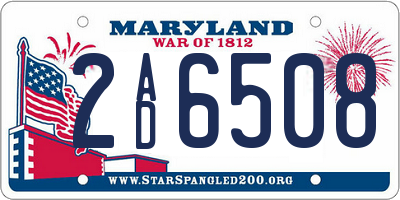 MD license plate 2AD6508