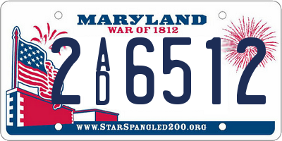MD license plate 2AD6512