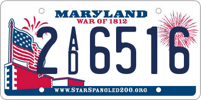 MD license plate 2AD6516