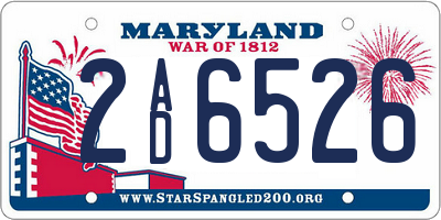 MD license plate 2AD6526