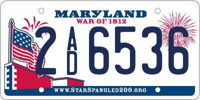 MD license plate 2AD6536