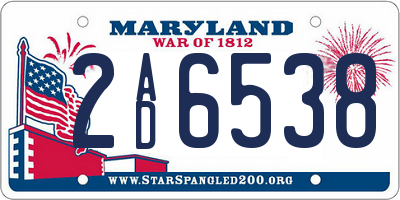 MD license plate 2AD6538