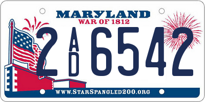 MD license plate 2AD6542