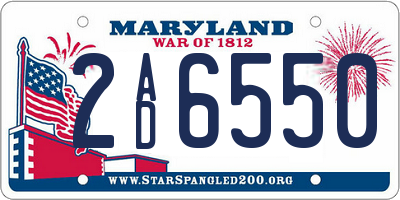 MD license plate 2AD6550