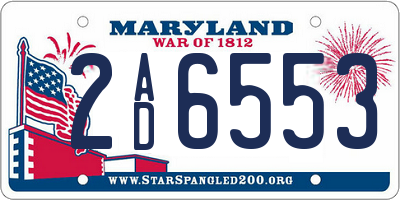 MD license plate 2AD6553
