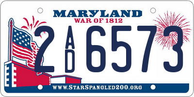 MD license plate 2AD6573
