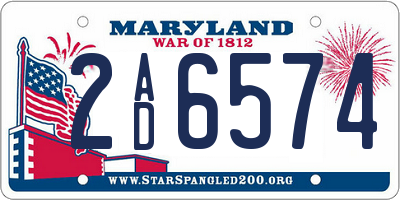 MD license plate 2AD6574