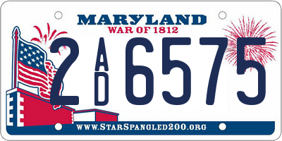 MD license plate 2AD6575