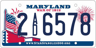 MD license plate 2AD6578