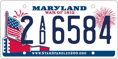 MD license plate 2AD6584
