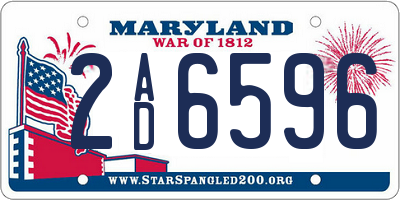 MD license plate 2AD6596
