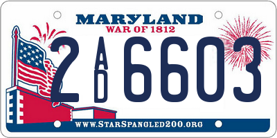 MD license plate 2AD6603