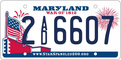 MD license plate 2AD6607