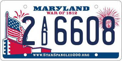 MD license plate 2AD6608
