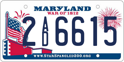 MD license plate 2AD6615