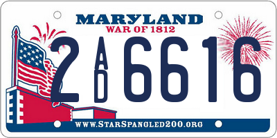 MD license plate 2AD6616