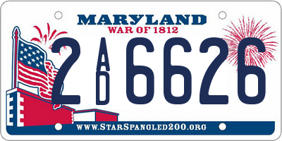 MD license plate 2AD6626