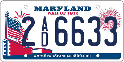MD license plate 2AD6633