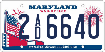 MD license plate 2AD6640