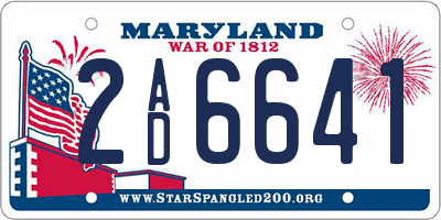 MD license plate 2AD6641