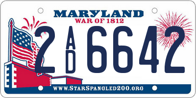 MD license plate 2AD6642