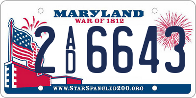 MD license plate 2AD6643