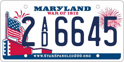 MD license plate 2AD6645