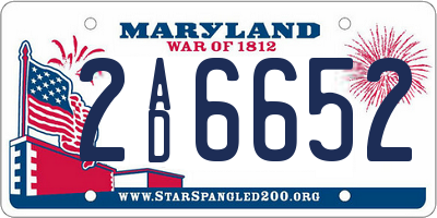 MD license plate 2AD6652