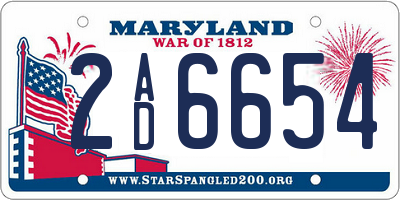 MD license plate 2AD6654