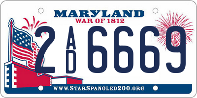 MD license plate 2AD6669