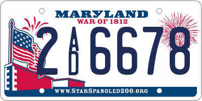 MD license plate 2AD6678