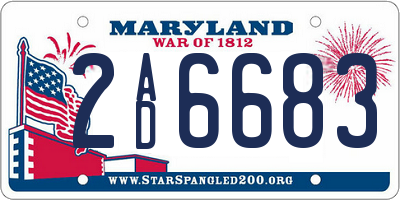 MD license plate 2AD6683