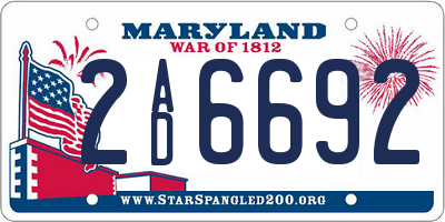 MD license plate 2AD6692