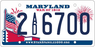 MD license plate 2AD6700