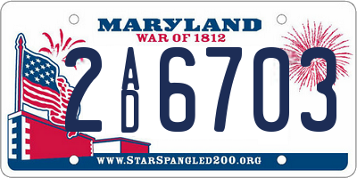 MD license plate 2AD6703