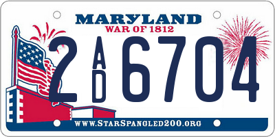 MD license plate 2AD6704