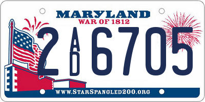MD license plate 2AD6705