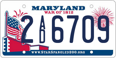 MD license plate 2AD6709