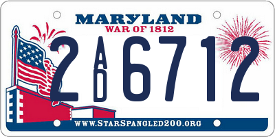 MD license plate 2AD6712