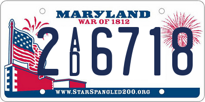 MD license plate 2AD6718