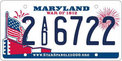 MD license plate 2AD6722