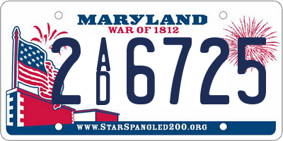 MD license plate 2AD6725